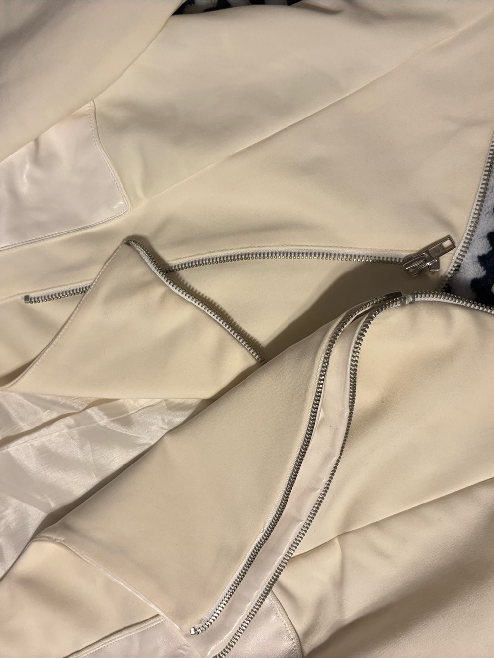 Vivienne Tam Cream Leather Zip-Front Jacket